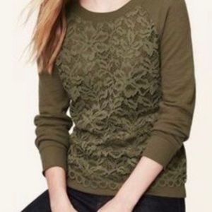 Loft sweatshirt lace front overlay green